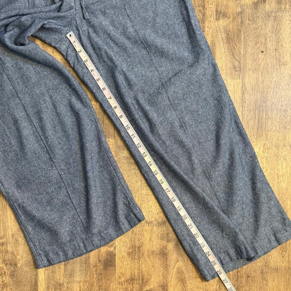 Gap Linen Blend Pull-On Pants Cropped High Rise Vacation Blue Women's Medium - Picture 6 of 10